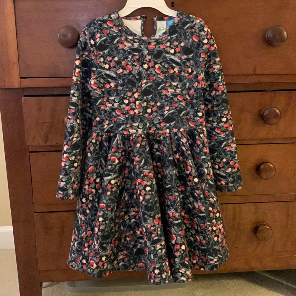 Fall/Winter dress, navy with pink